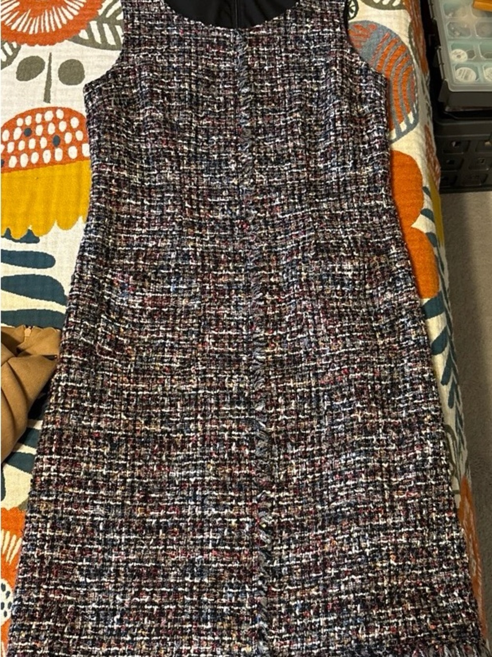 Talbots Multicolor Tweed Sheath Dress with Black Trim